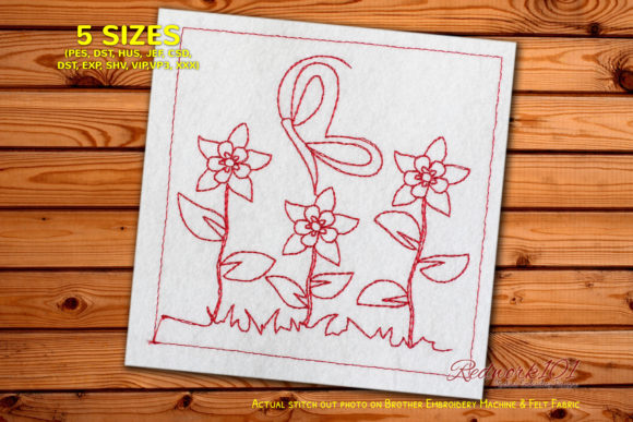 Beauful Butterfly on Flower Redwork