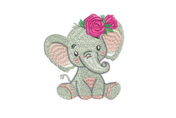 Beautiful Baby Elephant Embroidery Design