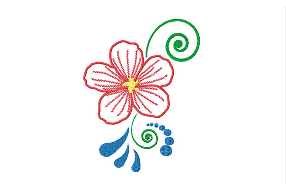 Red Flower and Green Curls