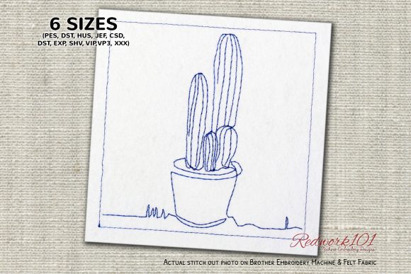 Succulent Plant in Pot Redwork