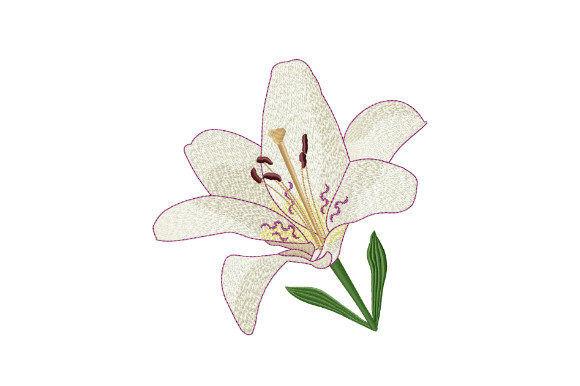 White Tiger Lily Embroidery Design